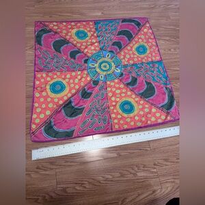 Colorful Abstract Vibrant Patterned Pure Silk Square Scarf 31”